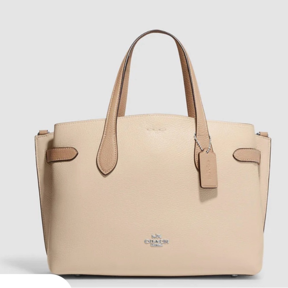 Coach Hanna Carryall Silver/Ivory new with dual strap